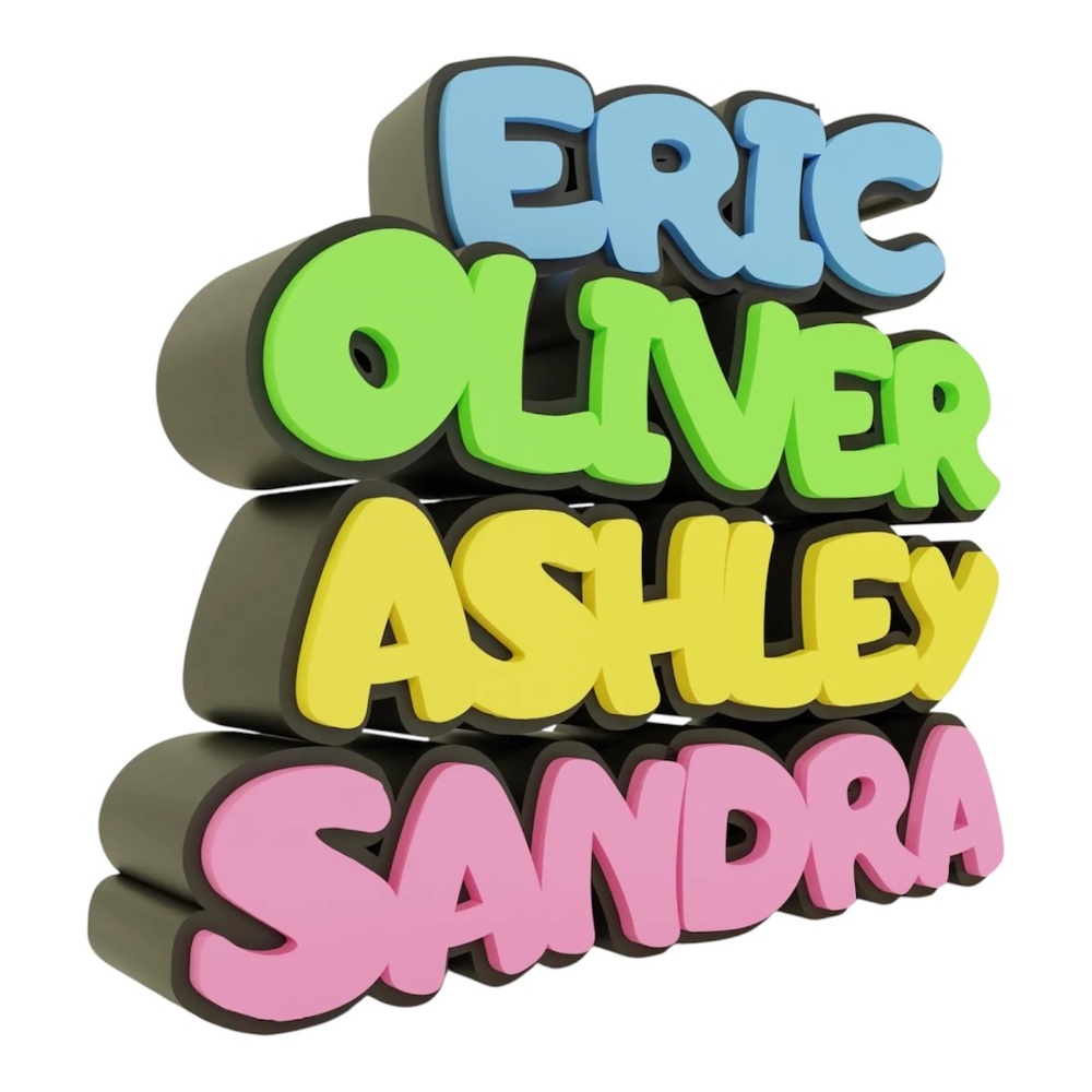 Bubble style Multicolor 3D Name Plate, Personalized Desk Decor, Teacher Gift